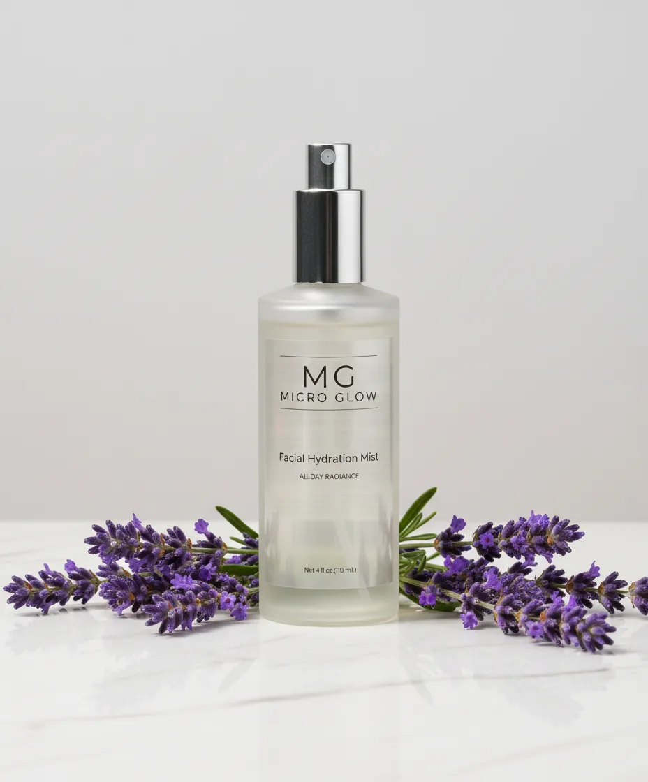Micro Glow Facial Hydration Mist bottle with lavender